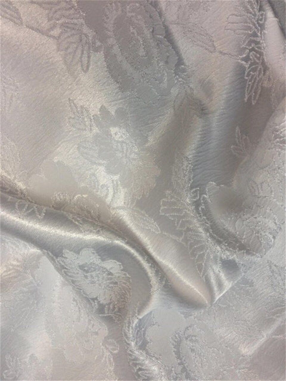 1 Yard Silver Floral Jacquard Brocade Cotton Poly Fabric for Suits Fashion Upholstery